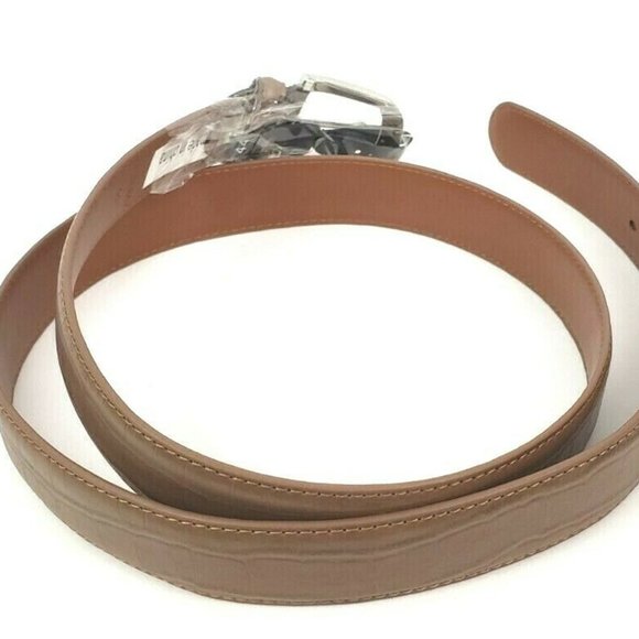 Men's Leather 1.25" Non Reversible Belt Brown Croc - Picture 3 of 12